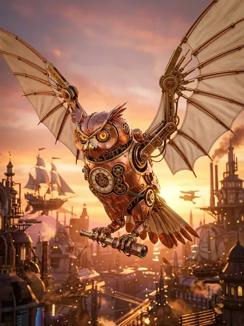 Captain Zephyr the clockwork owl